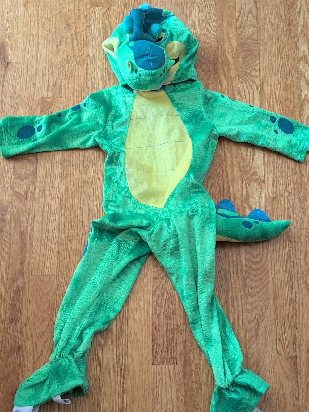 Green T-rex Costume with Hood and Tail. Size 3T